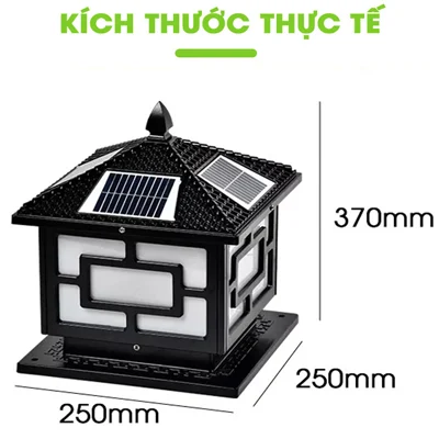 ĐÈN TRỤ CỔNG NLMT TT04B (250 x 250) Màu đen