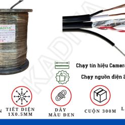 CÁP ĐEN 2 LÕI 1 TIM KÈM NGUỒN CÓ CƯỜNG LỰC 300M