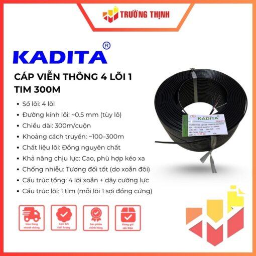 Cáp viễn thông Kadita 4 lõi 1 tim 300m