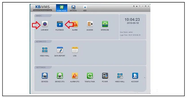 Ấn Homepage để trở lại Menu. Bấm chọn LiveView để xem trực tiếp hay bấm Playback để xem lại. Ấn Homepage để trở lại Menu. Bấm chọn LiveView để xem trực tiếp hay bấm Playback để xem lại.