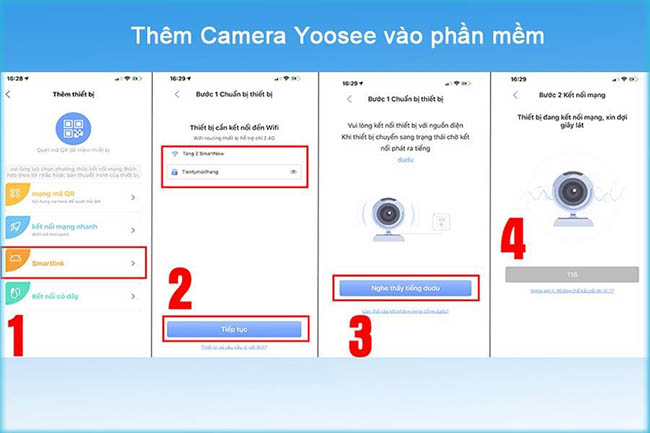 Cách kết nối camera Yoosee với điện thoại bằng phương thức Smartlink