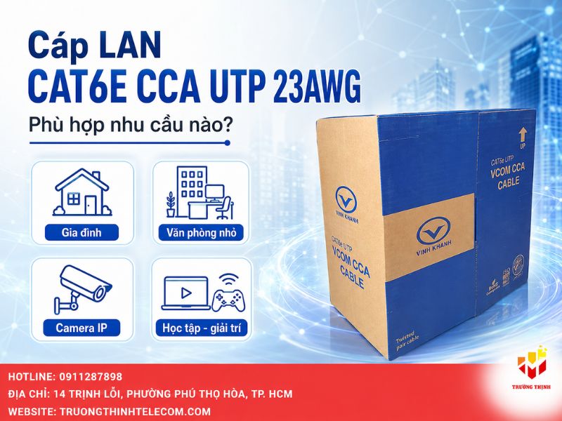 Đặc điểm cấu tạo chi tiết của Cáp LAN CAT6E CCA UTP 23AWG 4PRS Solid