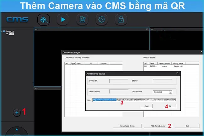 Thêm camera Yoosee vào CMS bằng mã điện thoại Thêm camera Yoosee vào CMS bằng mã điện thoại
