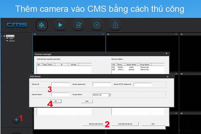 Thêm Camera Yoosee vào CMS bằng cách thủ công Thêm Camera Yoosee vào CMS bằng cách thủ công