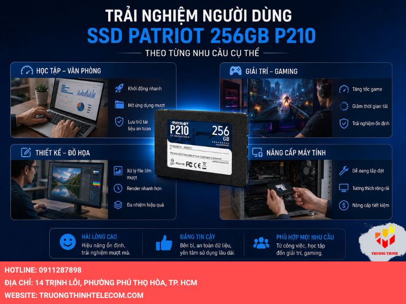 Trải nghiệm người dùng về SSD Patriot 256GB P210 theo từng nhu cầu cụ thể