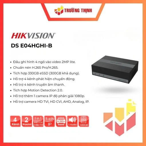 Đầu ghi eDVR HIKVISION DS-E04HGHI-B 4 kênh tích hợp 330GB