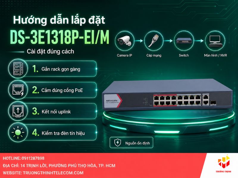 Hướng dẫn lắp đặt và cài đặt DS-3E1318P-EI/M đúng cách