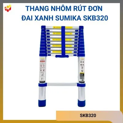 Thang nhôm rút đơn đai xanh Sumika SKB320