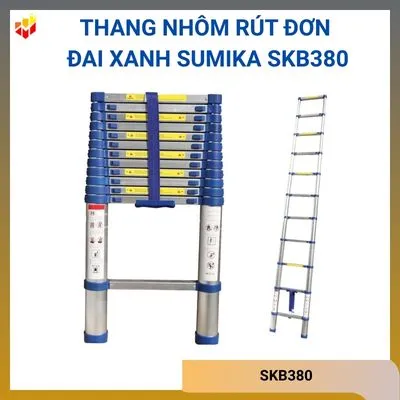 Thang nhôm rút đơn đai xanh Sumika SKB380