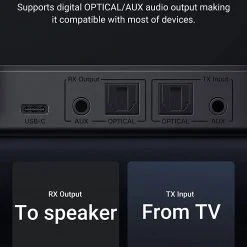 Bộ nhận và phát Bluetooth 5.0 aptX 100M hỗ trợ cổng 3.5mm, Optical Ugreen 20140