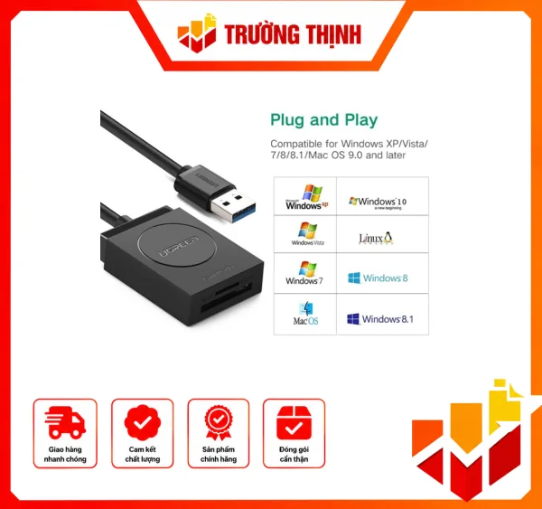 Đầu đọc thẻ nhớ Micro SD/SD chuẩn USB 3.0 Ugreen 20250