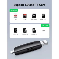 Đầu đọc thẻ Ugreen 80191 SD/TF 2 trong 1 USB-A & USB-C