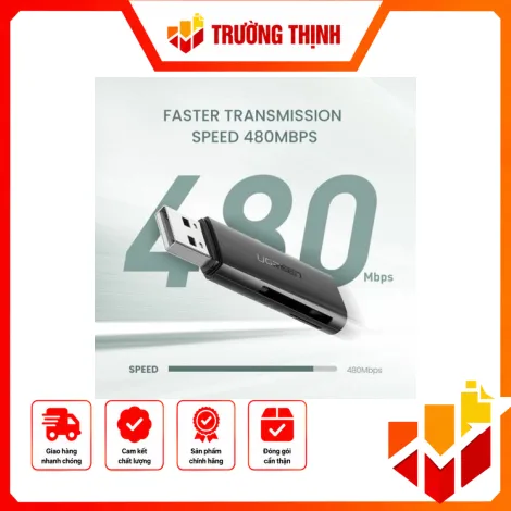 Đầu đọc thẻ nhớ SD/TF chuẩn USB 2.0 Ugreen 60721