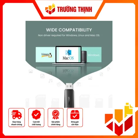 Đầu đọc thẻ nhớ SD/TF chuẩn USB 2.0 Ugreen 60721