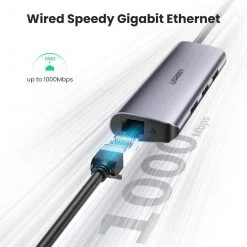 Bộ chuyển Ugreen 60718 Type C sang 4 cổng USB 3.0 + Lan RJ45 