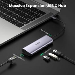 Bộ chuyển Ugreen 60718 Type C sang 4 cổng USB 3.0 + Lan RJ45 