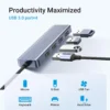 Bộ chia Ugreen 70336 USB Type-C ra 4 cổng USB 3.0 có hỗ trợ nguồn