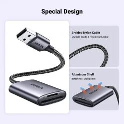 Đầu đọc thẻ SD/TF chuẩn USB 3.1 Type-A Ugreen 80888