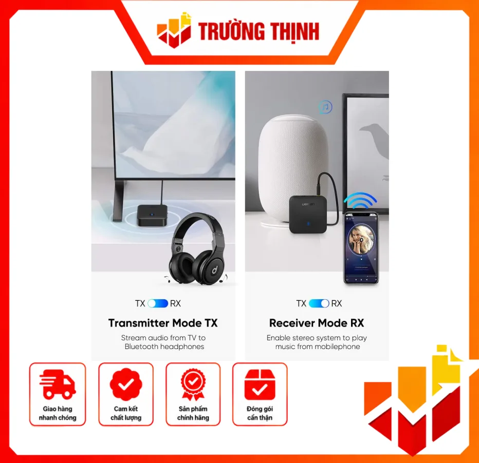 Bộ thu và phát Bluetooth 5.0 hỗ trợ APTX Ugreen 70158