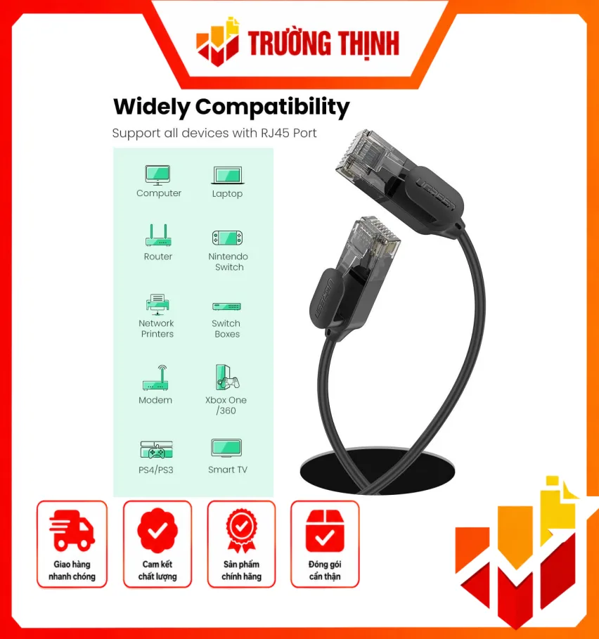 Dây mạng CAT6a siêu mỏng dài 0.5m Ugreen 70331
