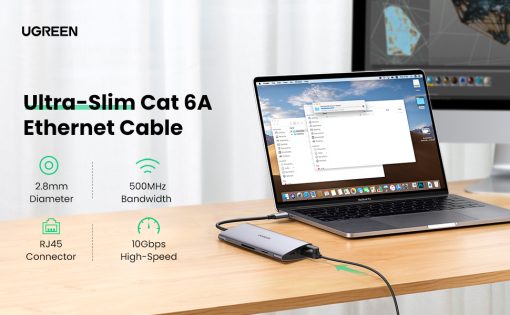 Dây mạng CAT6a siêu mỏng dài 0.5m Ugreen 70331