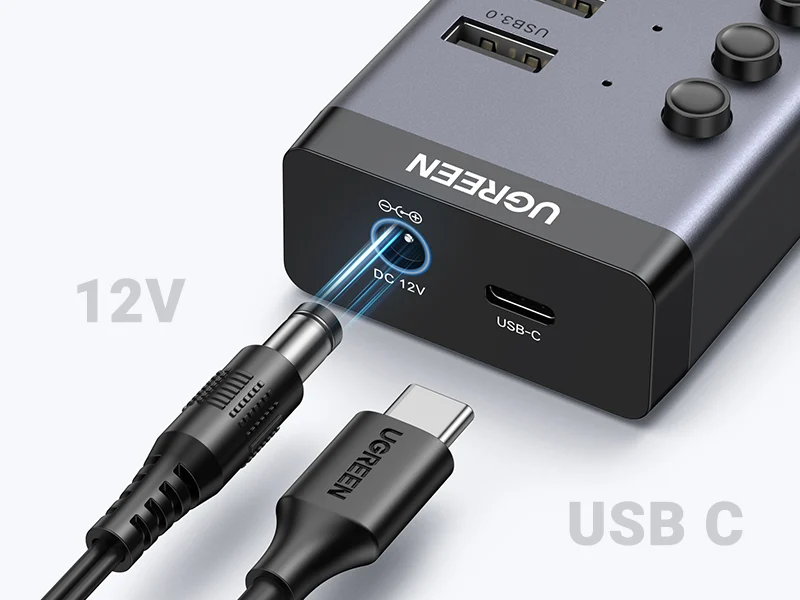 Bộ chia 7 cổng USB 3.0 có công tắc Ugreen 90307