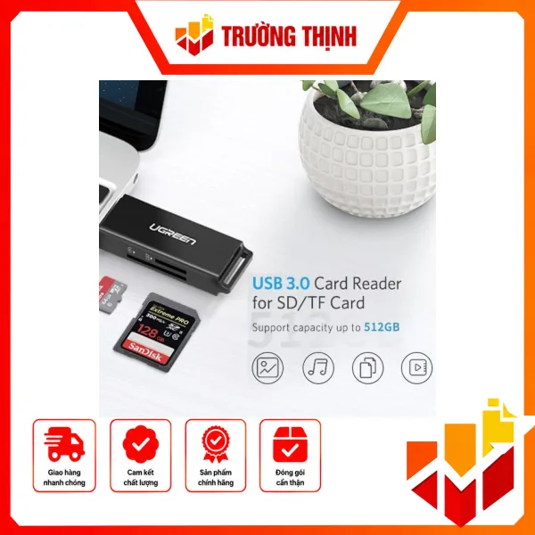 Đầu đọc thẻ nhớ SD/TF chuẩn USB 3.0 Ugreen 40752