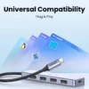 Bộ chia Ugreen 70336 USB Type-C ra 4 cổng USB 3.0 có hỗ trợ nguồn