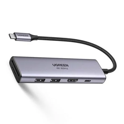 Thiết bị mở rộng Ugreen 60384 Type C Sang HDMI + USB 3.0*2 + SD/TF + PD