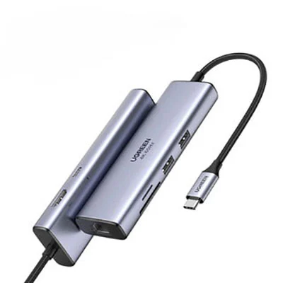 Bộ chuyển đổi Ugreen 60515 USB Type-C sang HDMI, Lan, USB, SD, PD