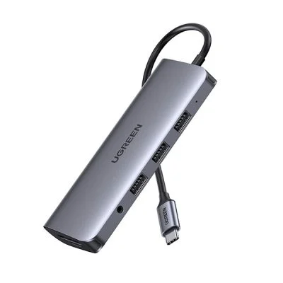 Bộ chuyển đổi Ugreen 80133 USB-C sang HDMI,VGA,LAN,3.5'