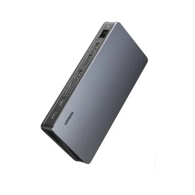 Bộ chuyển đổi Ugreen 90912 USB-C sang 2*USB 3.1 + 1*USB-C + 2*HDMI + 2*DP1 + RJ45 Gigabit + PD