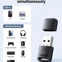 Thiết bị USB Bluetooth 5.3 Dongle cho PC Ugreen 90225