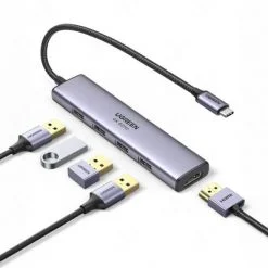 Bộ chuyển Ugreen 20955 Type C to HDMI + 4 cổng USB 3.0
