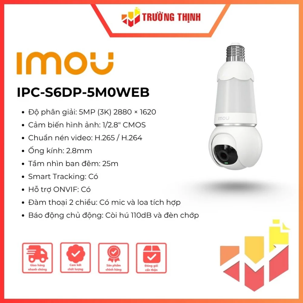 Camera Wifi quay quét bóng đèn 5MP IMOU IPC-S6DP-5M0WEB-E27