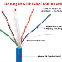 Cáp mạng Cat6 UTP AMTAKO 6888 dây xanh 305m