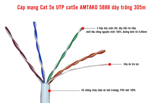 Cấu tạo phần lõi của Cáp mạng Cat 5e AMTAKO 5888