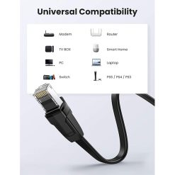 Cáp mạng Ugreen 10979 Cat8 tốc độ cao được thiết kế phẳng và linh hoạt.