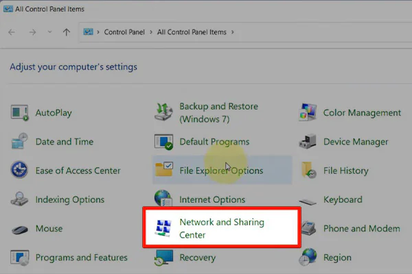 Kết nối Network and sharing center Kết nối Network and sharing center