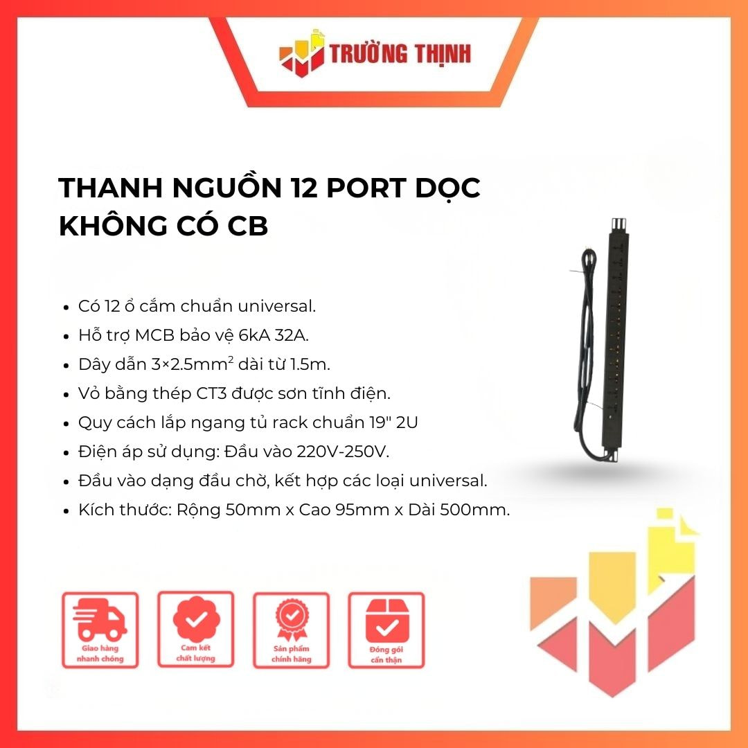 THANH NGUỒN 12 PORT DỌC KHÔNG CÓ CB