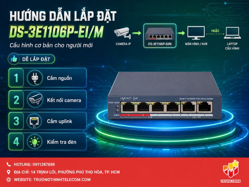 Hướng dẫn lắp đặt và cấu hình cơ bản DS-3E1106P-EI/M cho người mới