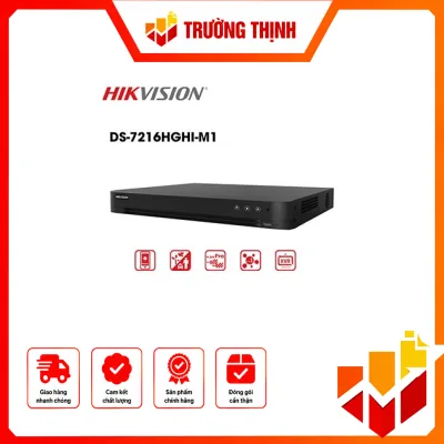 Đầu ghi DVR Hikvision DS-7216HGHI-M1 chính hãng, dùng cho hệ thống camera Turbo HD/Analog, phù hợp nâng cấp và lưu trữ hình ảnh.