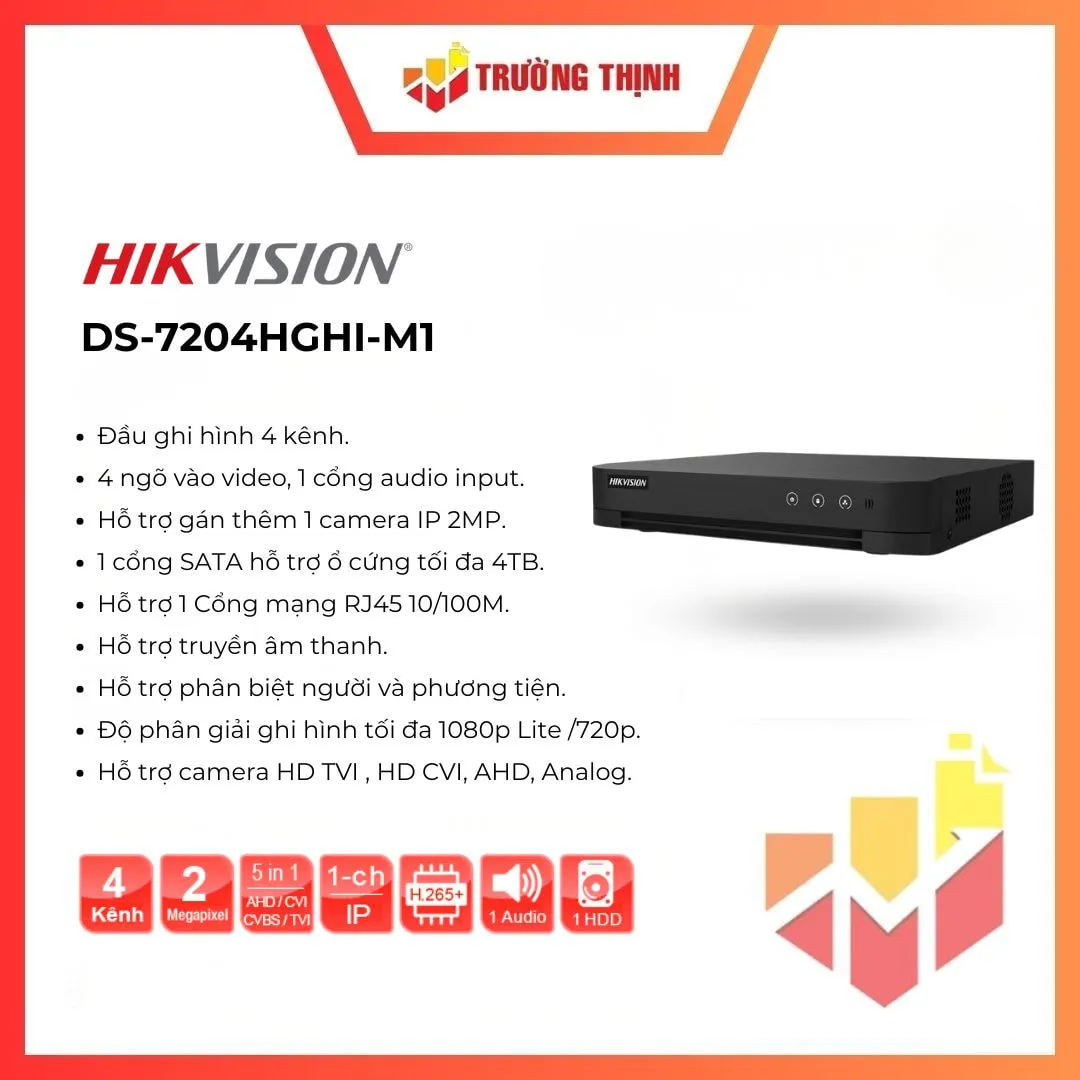 Đầu ghi hình 4 Kênh Hikvision DS-7204HGHI-M1
