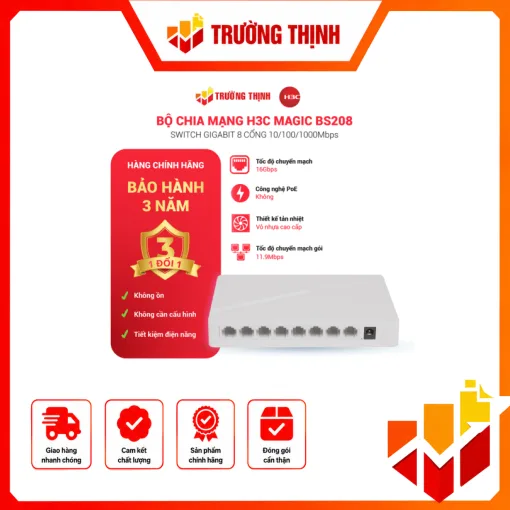 Switch để bàn không quản lý 8 cổng gigabit magic H3C BS208
