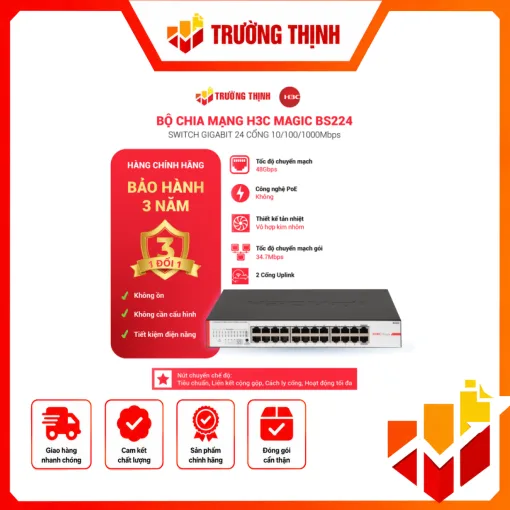 Switch gigabit 24 port magic (2 uplink ports) H3C BS224