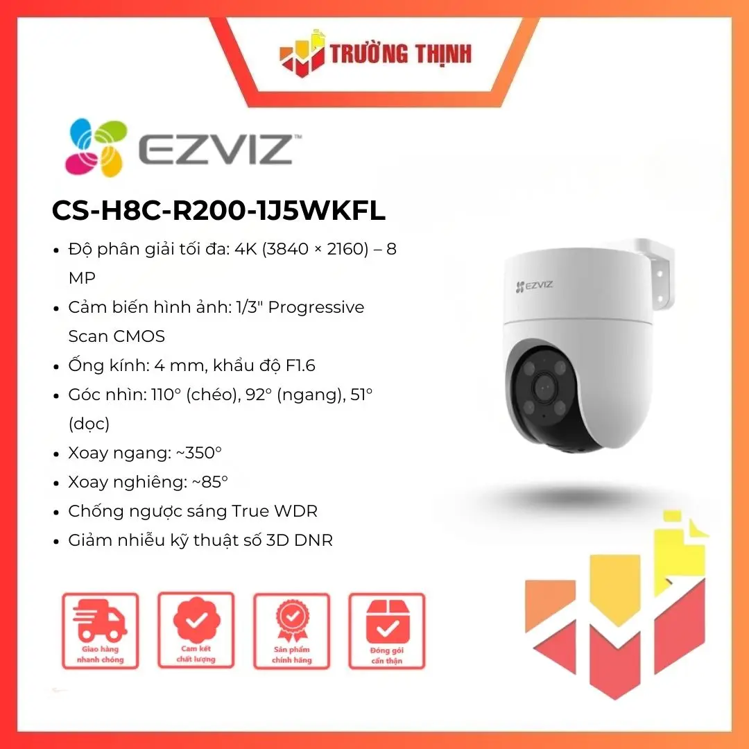 Camera quay quét WiFi 5MP (3K) Ezviz CS-H8c-R200-1J5WKFL(4mm)