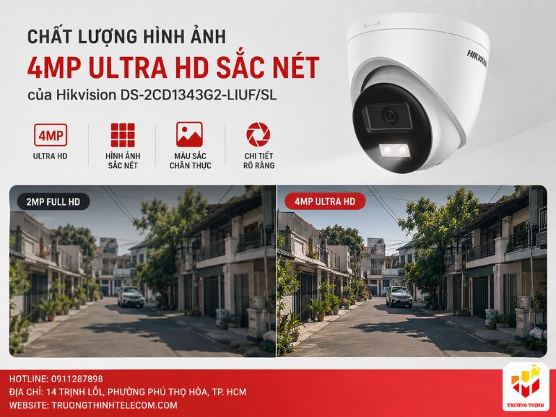 Chất lượng hình ảnh 4MP Ultra HD sắc nét của Hikvision DS-2CD1343G2-LIUF/SL