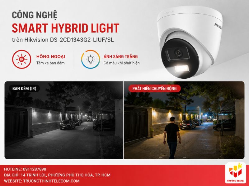 Công nghệ Smart Hybrid Light trên Hikvision DS-2CD1343G2-LIUF/SL