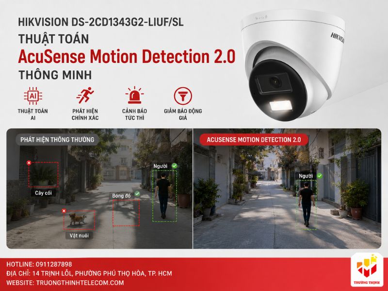 Hikvision DS-2CD1343G2-LIUF/SL thuật toán AcuSense Motion Detection 2.0 thông minh