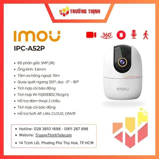Camera Wifi quay quét trong nhà 5MP IMOU IPC-A52P